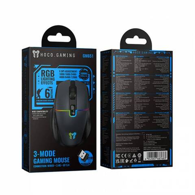 Беспроводная игровая мышь Hoco GM651 проводное+2.4G+Bluetooth 5.4 (black)