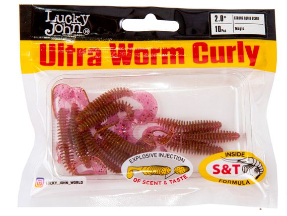 Слаги съедобные LJ Pro Series ULTRAWORM CURLY 2,0in (5 см), цв. S14, 9 шт.