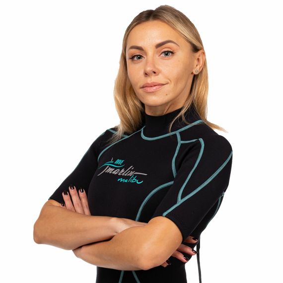 Гидрокостюм женский Marlin Malibu Shorty Lady 2,5 мм черно-голубой
