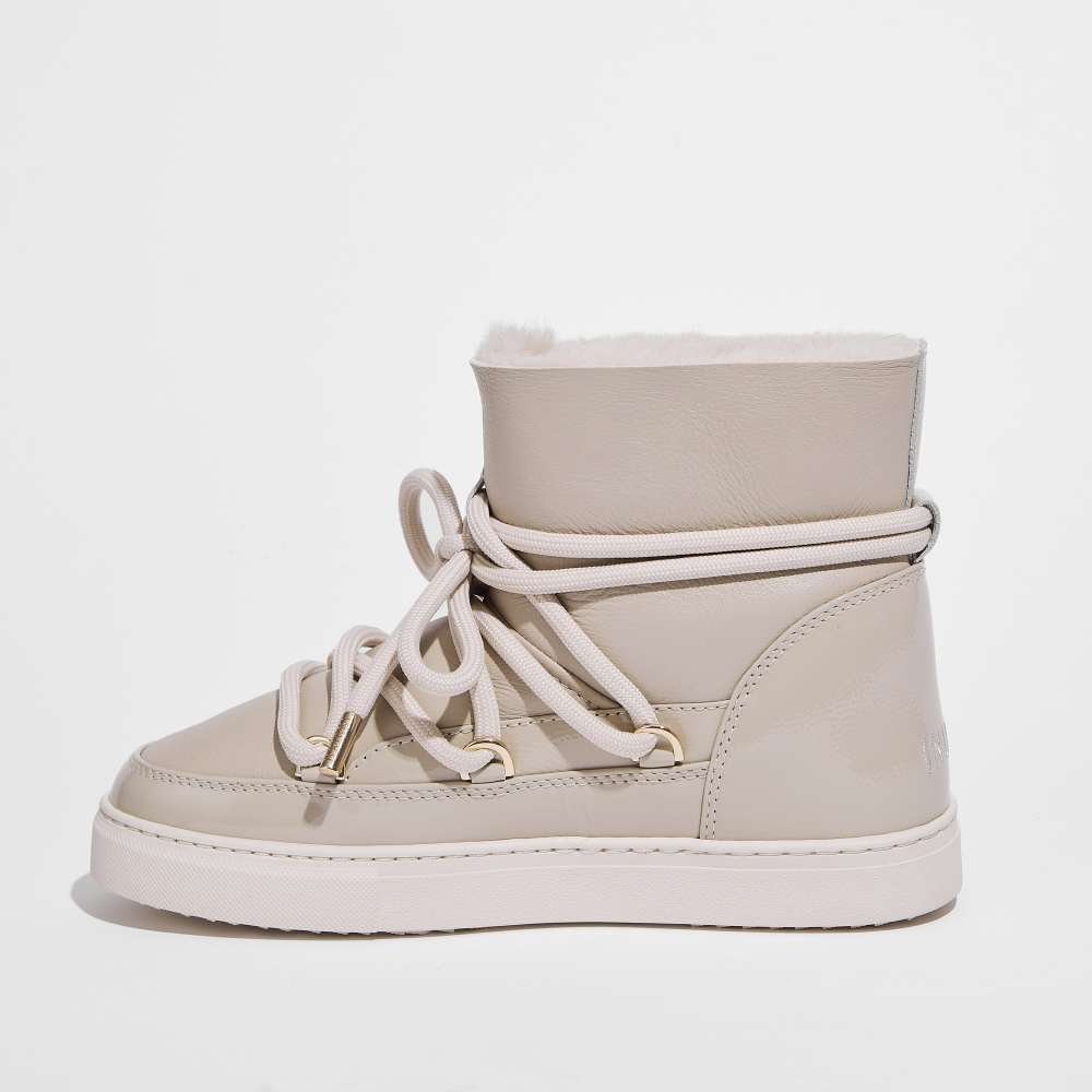 Высокие комбинированные кеды INUIKII Sneaker Gloss Cream на меху