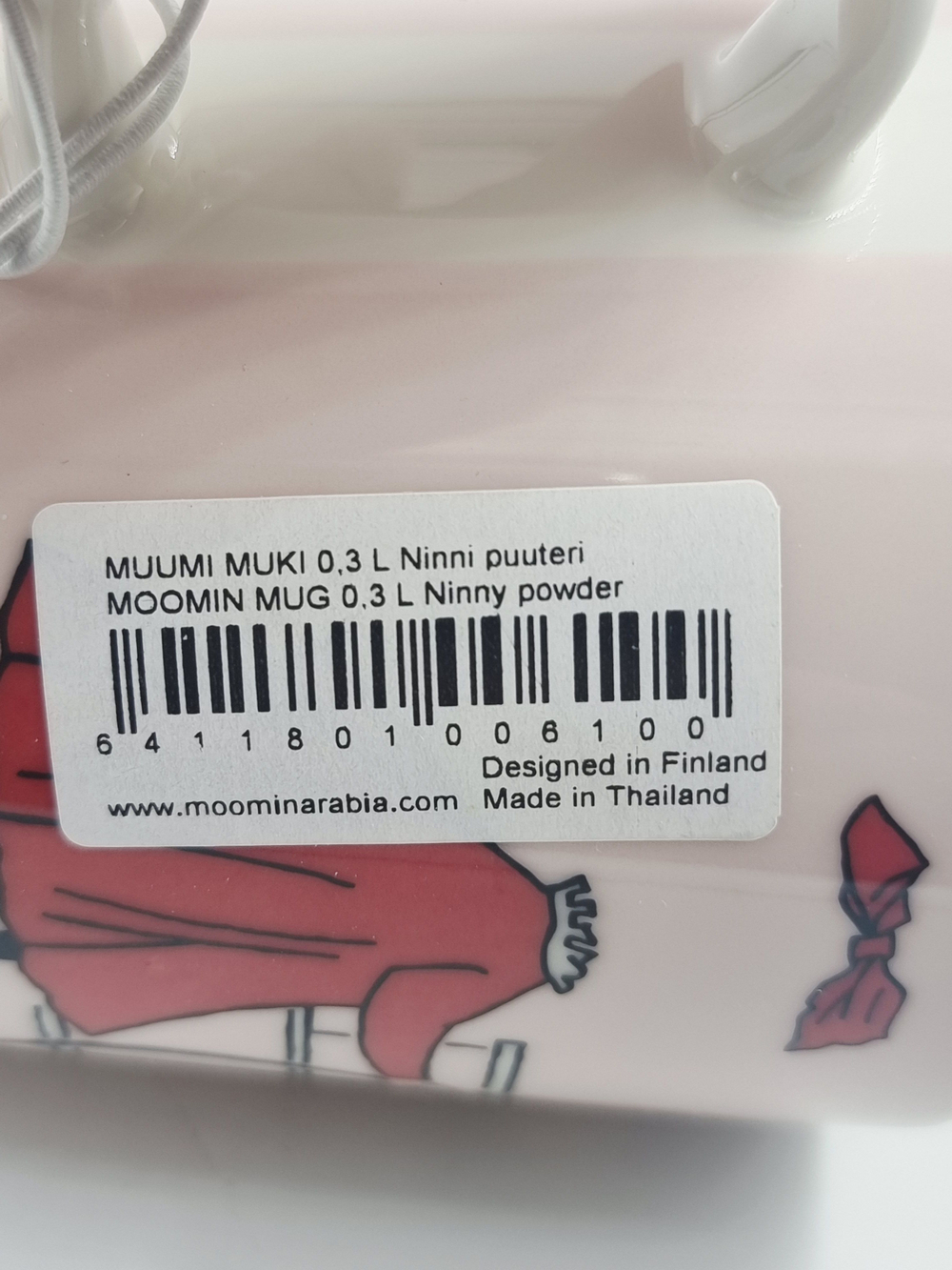 Moomin Кружка Arabia "Ninni", бледно-розовая, фарфор Vitro, 300 мл (из Финляндии)