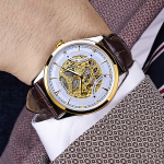 STARKING Automatic Mechanical Movement Stainless Steel Watchband Watch Men"s Watches Skeleton Dial