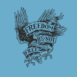 принт с орлом Freedom is not free голубой