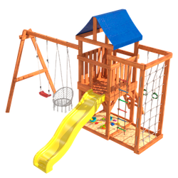 Детская площадка Fun Land с сеткой стенкой и плетенным креслом