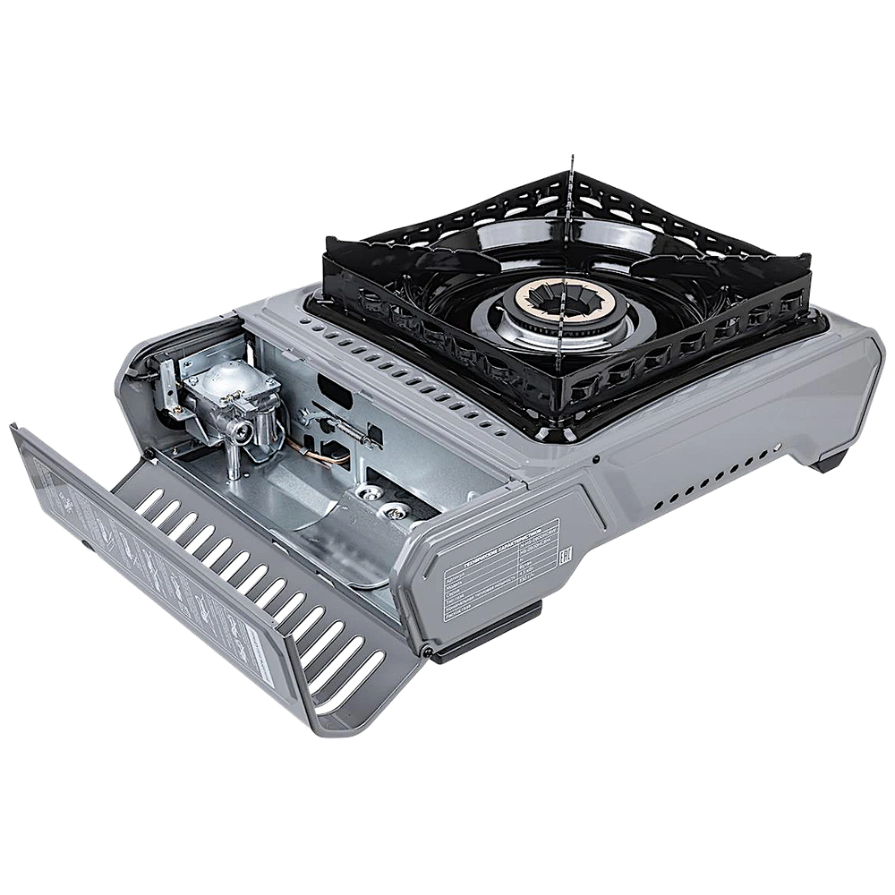 Газ. плита Nisus N-MS-2900HCBW в кейсе Горелка латунная Ветрозащита 4.5кВт 330г/ч 2.13кг Серая