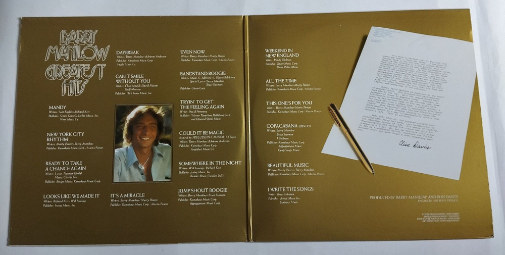 Винтажная виниловая пластинка LP Barry Manilow Greatest Hits (USA 1978)