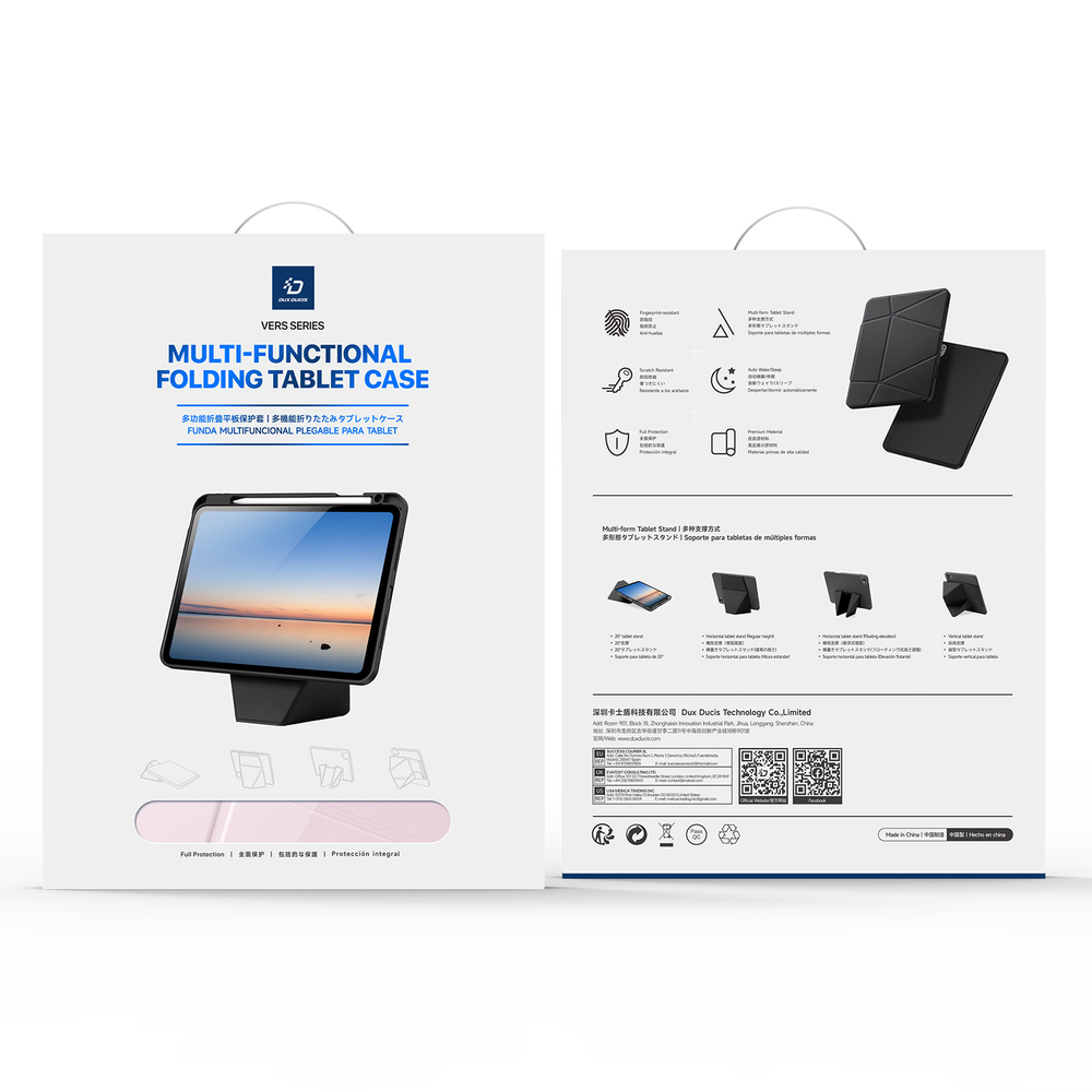 Чехол книжка розового цвета от Dux Ducis для планшета Samsung Galaxy Tab A9 Plus и Tab 11 Plus, серия Vers Series Case, с магнитным держателем Pencil
