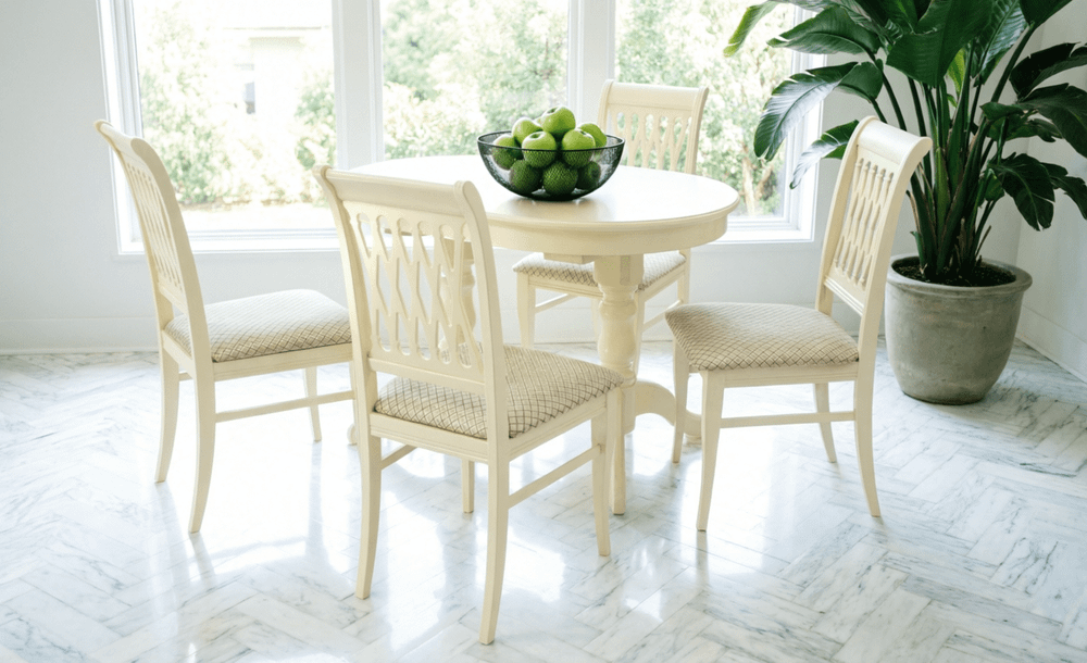 Обеденная группа Zip-mebel стол Бизе со стульями Рич,слоновая кость, ромб бежевый
