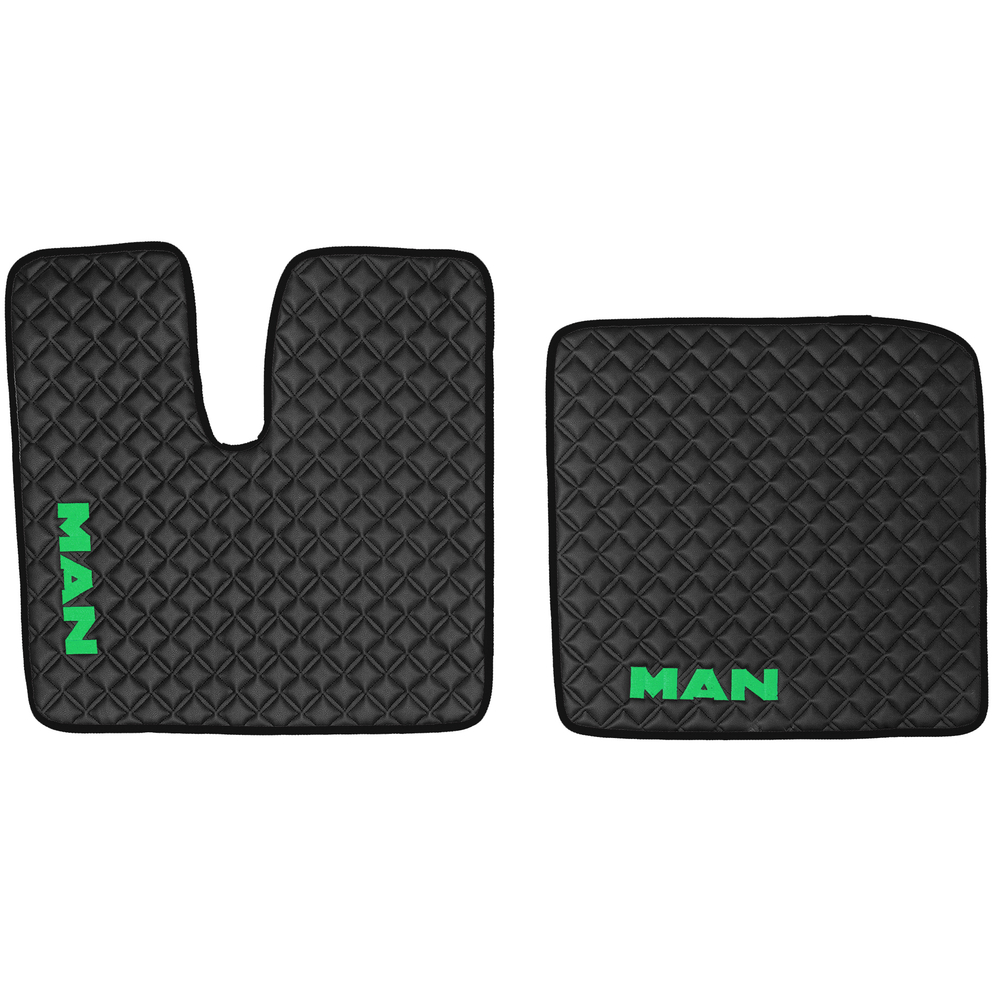 Ковры MAN TGA (автомат, механика), (экокожа, черный, черный кант, зеленая вышивка)