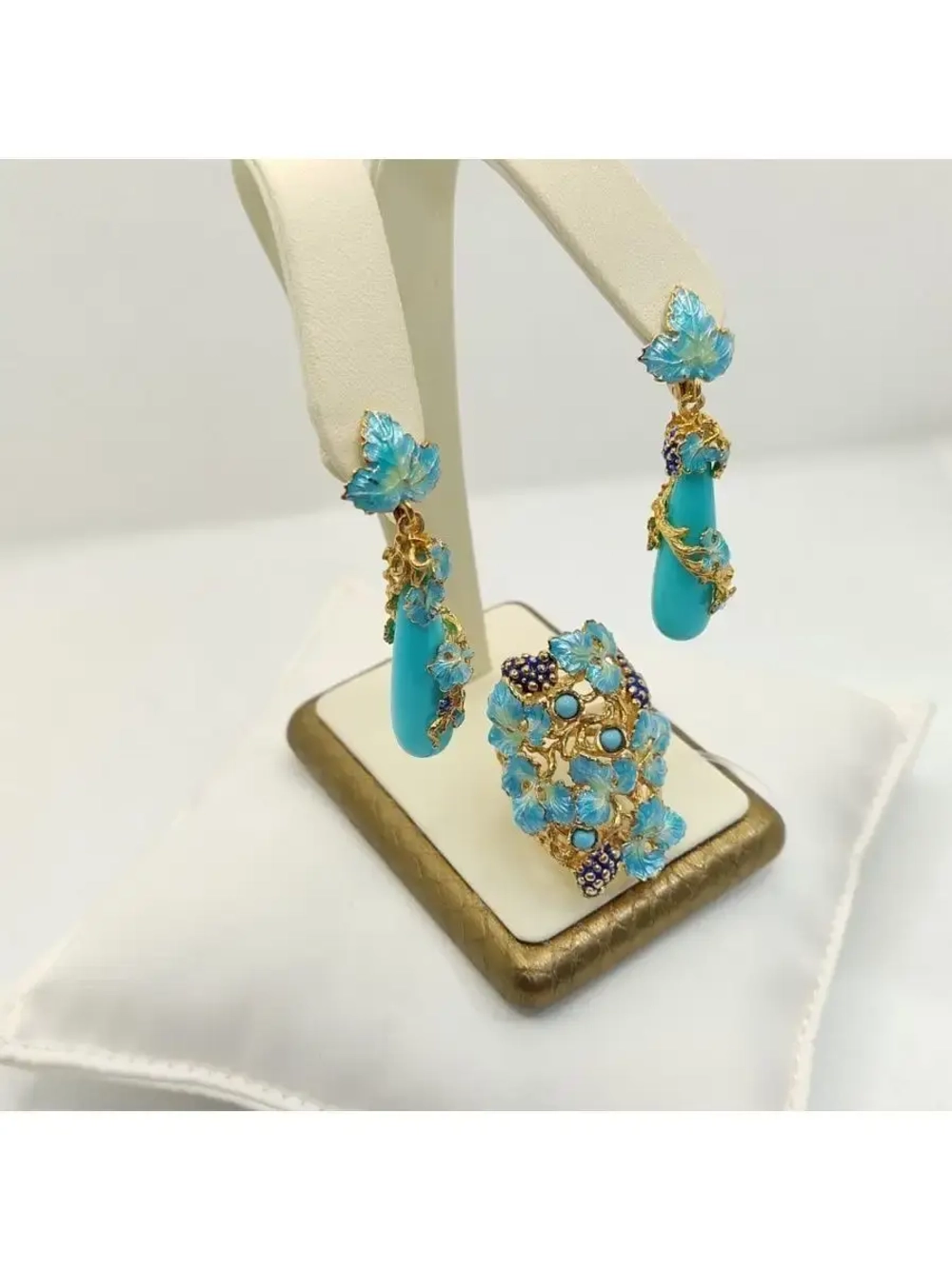 Серьги длинные серебро 925 эмаль бирюзовая