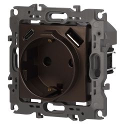 Розетка ЭРА Серия 12 12-4108-13 2P+E 16A-250В со шторками с USB type-A+C 5В-3А бронза | Эра 12