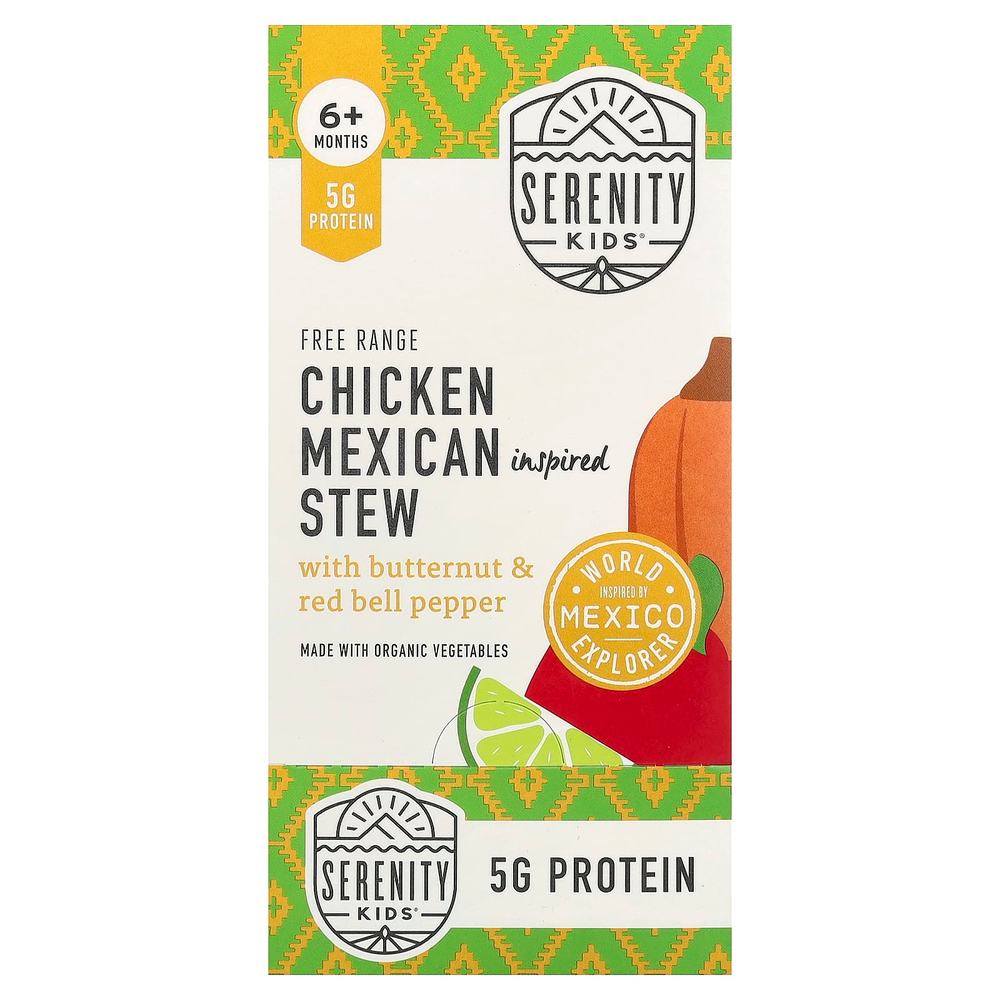 Serenity Kids, рагу из курицы по-мексикански с мускатным орехом и красным сладким перцем, для детей от 6 месяцев, 6 паучей по 99 г (3,5 унции)