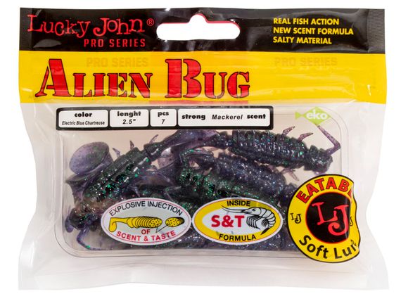Виброхвосты съедобные LJ Pro Series ALIEN BUG 2,5in (6,35 см), цв. T52, 7 шт.