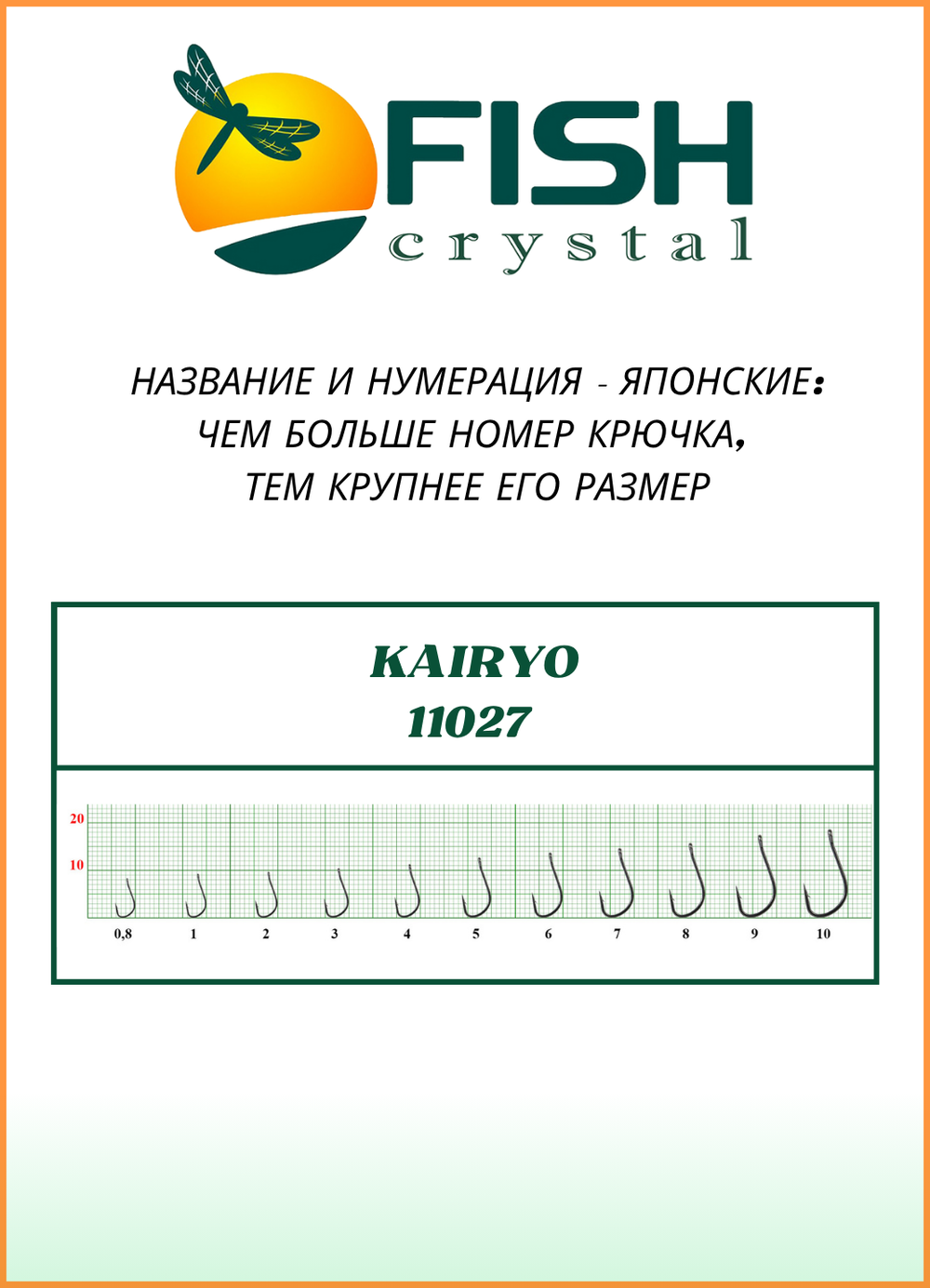 Крючок рыболовный Fish Crystal KAIRYO 11027 с ушком №8 (5 упаковок)