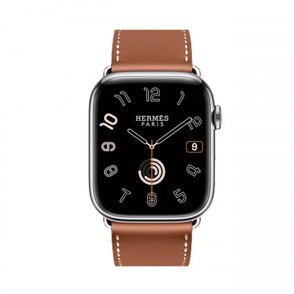 Apple Watch Series 9 Hermes 45mm, коричневый ремешок с раскладывающейся застежкой