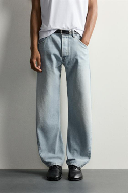 ZARA ДЖИНСЫ LOOSE FIT С ПОВОРОТНЫМИ ШВАМИ, ГОЛУБОЙ