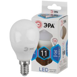 Лампа светодиодная ЭРА STD LED P45-11W-840-E14 11Вт шар нейтральный белый свет Е14 | Лампы cветодиодные Шар (G/P)