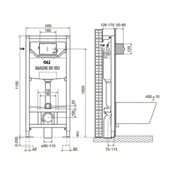Инсталляция для унитаза OLI 120 ECO Sanitarblock pneumatic + Панель слива KARISMA, глянцевый хром 879235pKA00 схема