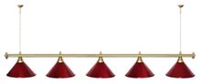 Лампа STARTBILLIARDS 5 пл. (плафоны зеленые,штанга золотая,фурнитура золото)