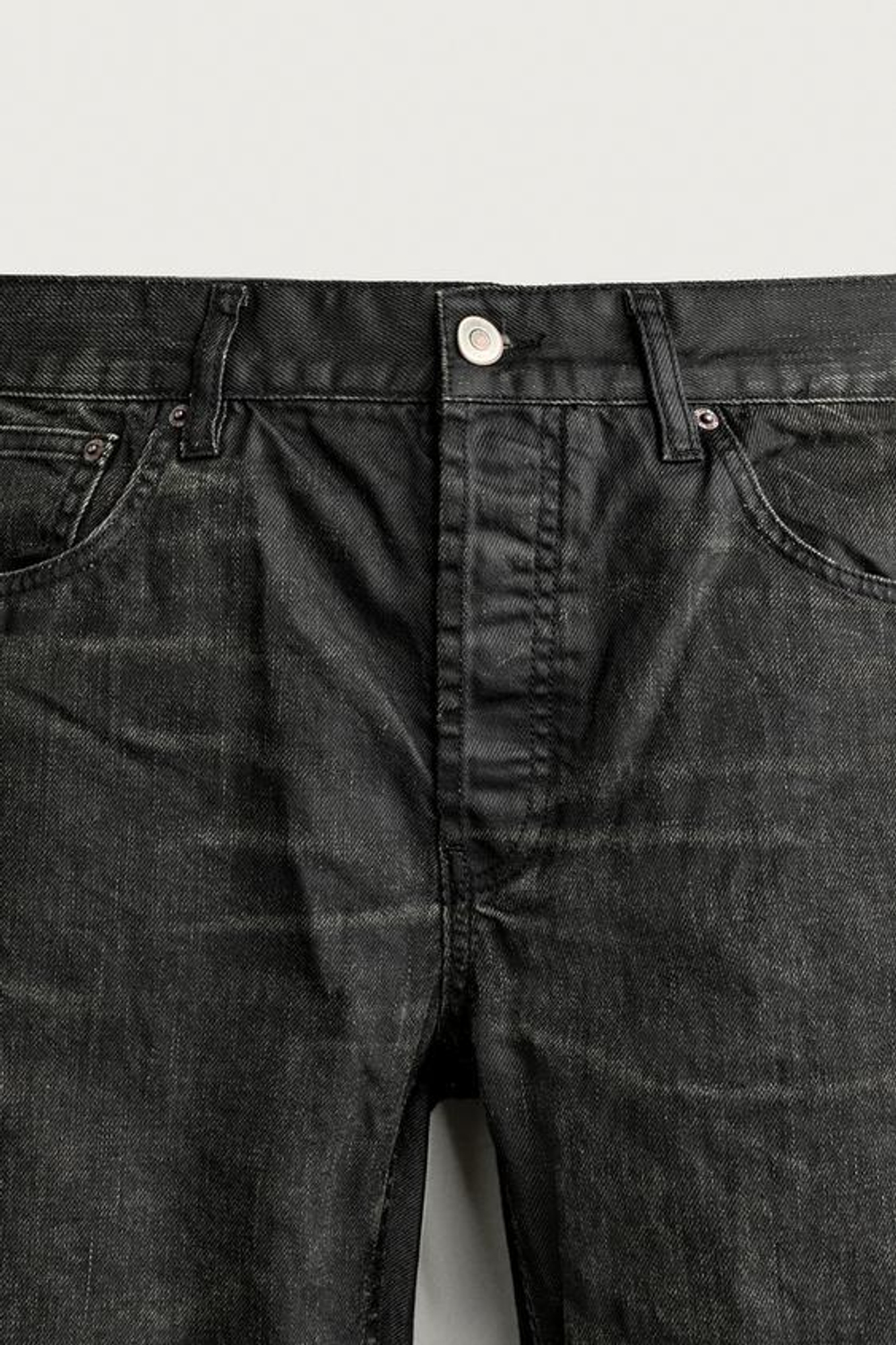 ZARA ДЖИНСЫ STRAIGHT FIT С ВОСКИРОВАННЫМ ЭФФЕКТОМ, УГОЛЬНЫЙ