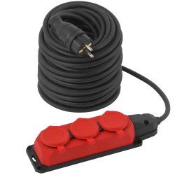 Удлинитель силовой ЭРА UK-3e-3x1,5-50m-IP44(KG) с заземлением 3 розетки каучук 50м КГ 3х1,5мм2 IP44 | Электротовары