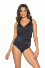 Слитный купальник с красивой драпировкой и союзкой (Размер: 70G) (Цвет: черный)