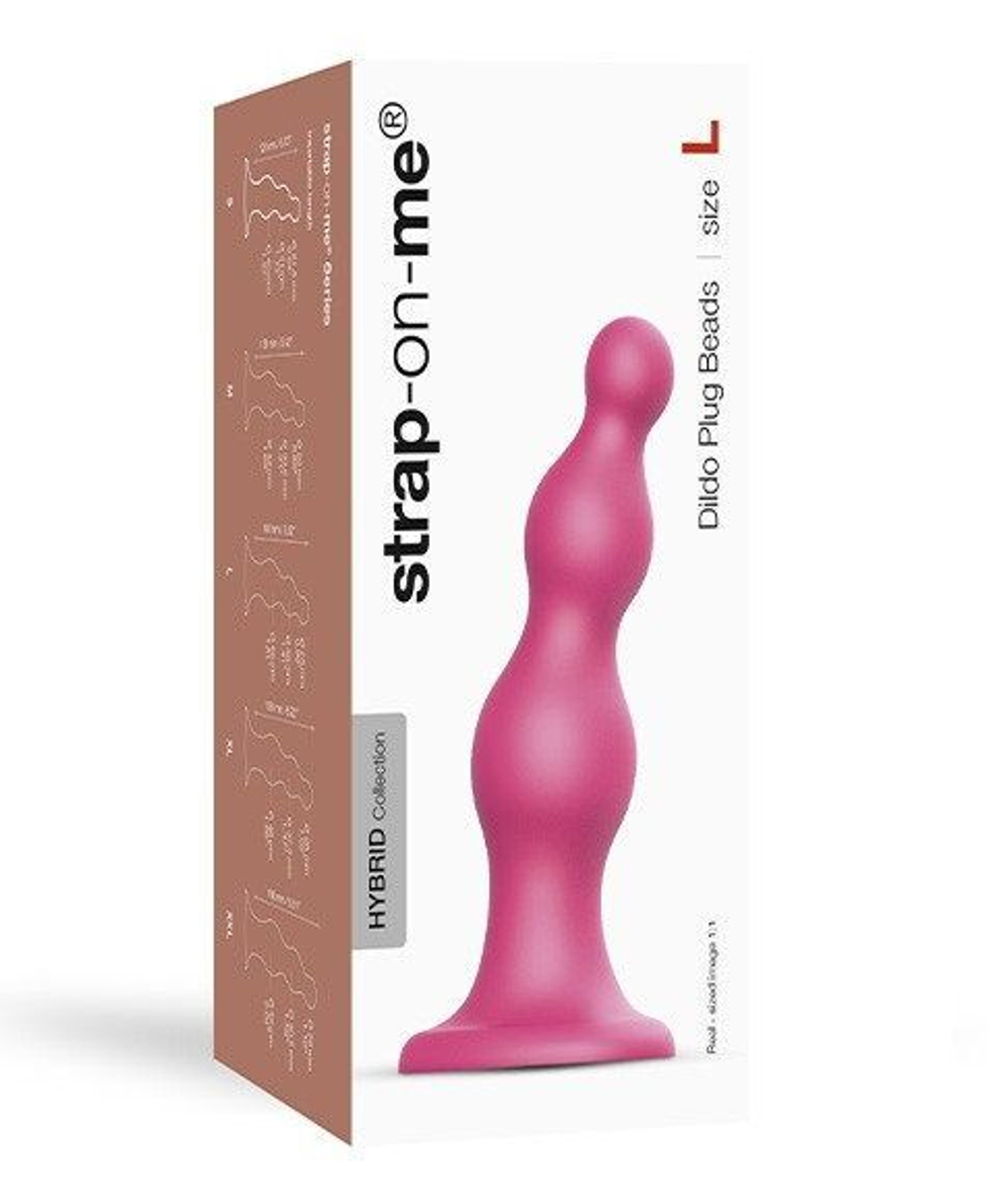 Розовая насадка Strap-On-Me Dildo Plug Beads size L (Цвет: розовый)