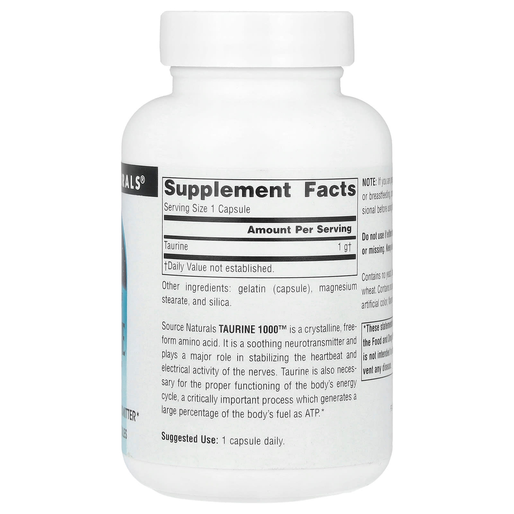 Source Naturals, Таурин 1000 ™, 1000 мг, 60 капсул