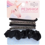 Резинки для волос 5шт «The Star Collection», цвет черный, d-6см (блистер Единорог)