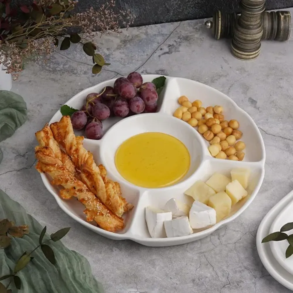 Менажница d 31 см h3,5 см 5 отделений белая фарфор P.L. Proff Cuisine [3]