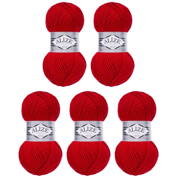 Пряжа Alize (Ализе) Superlana Maxi / уп.5 мот. по 100 г, 100м, 056 красный A