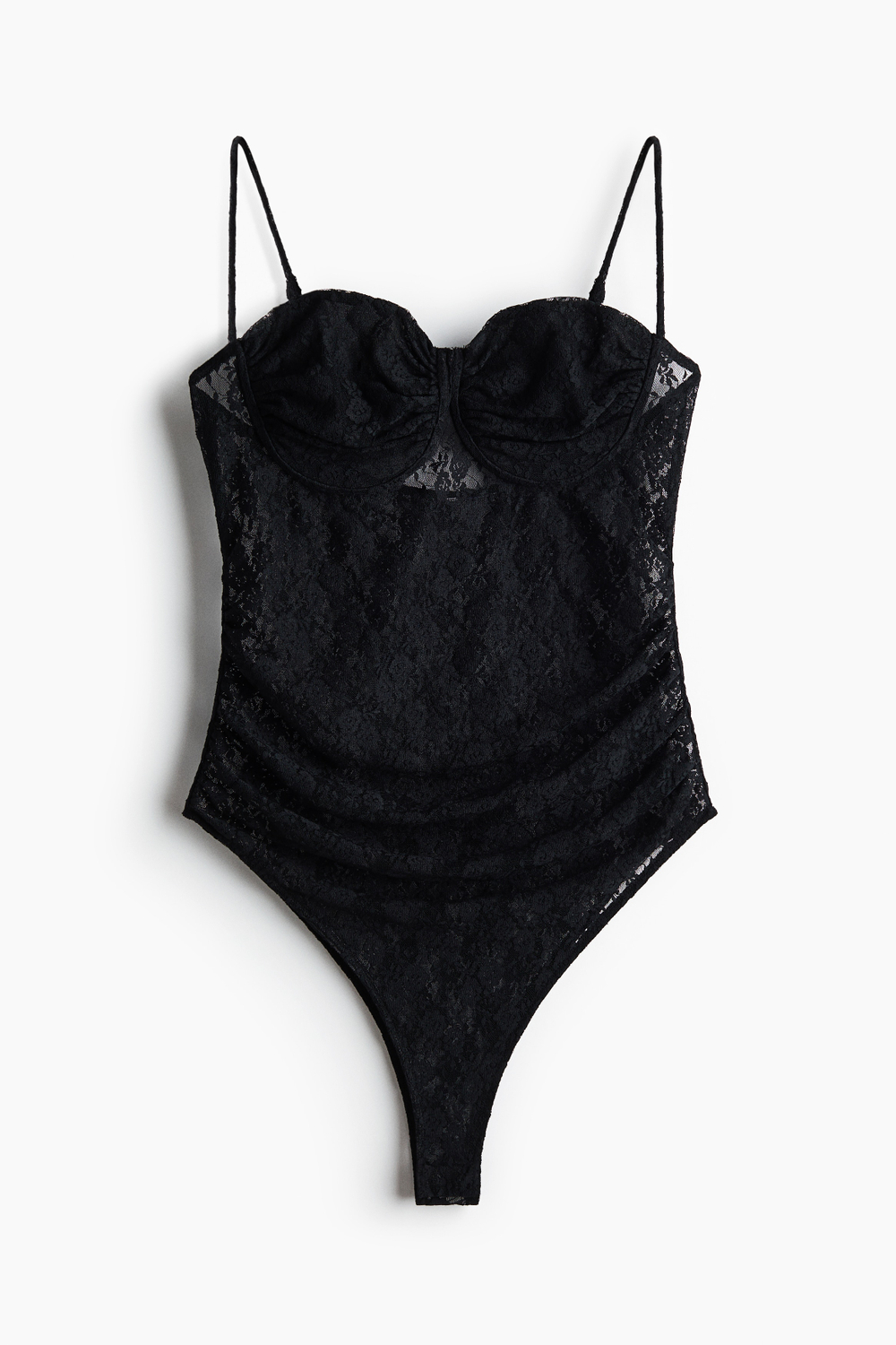Кружевное боди-стринги — Чёрный — H&M 1350357