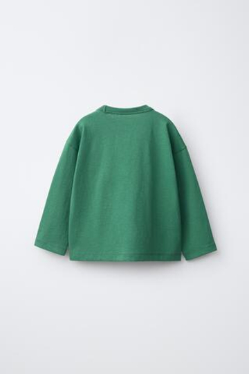 ZARA ФУТБОЛКА С ПРИНТОМ МЕДВЕДЯ И НАДПИСЬЮ, ЗЕЛЕНЫЙ