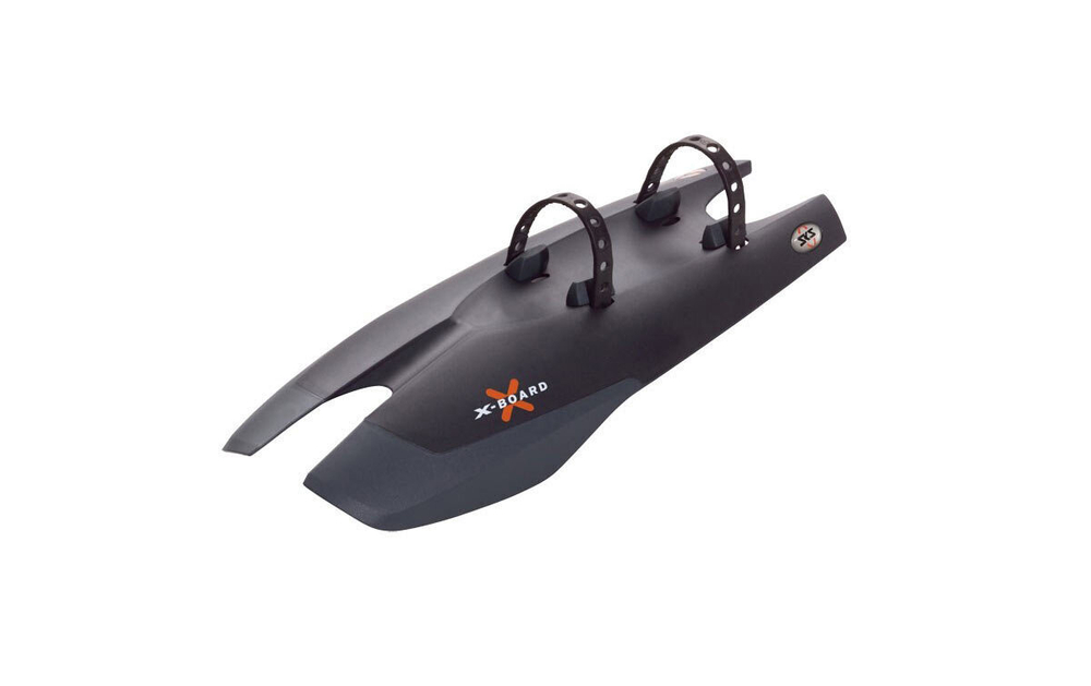 Крыло переднее 24-28" X-BOARD, крепеж за нижнюю трубу рамы, ширина 122мм, 2х-комп. пластик, серо-черн.