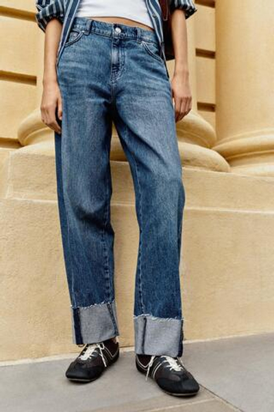 ДЖИНСЫ Z1975 BAGGY СО СРЕДНЕЙ ПОСАДКОЙ И ОТВОРОТАМИ — ZARA