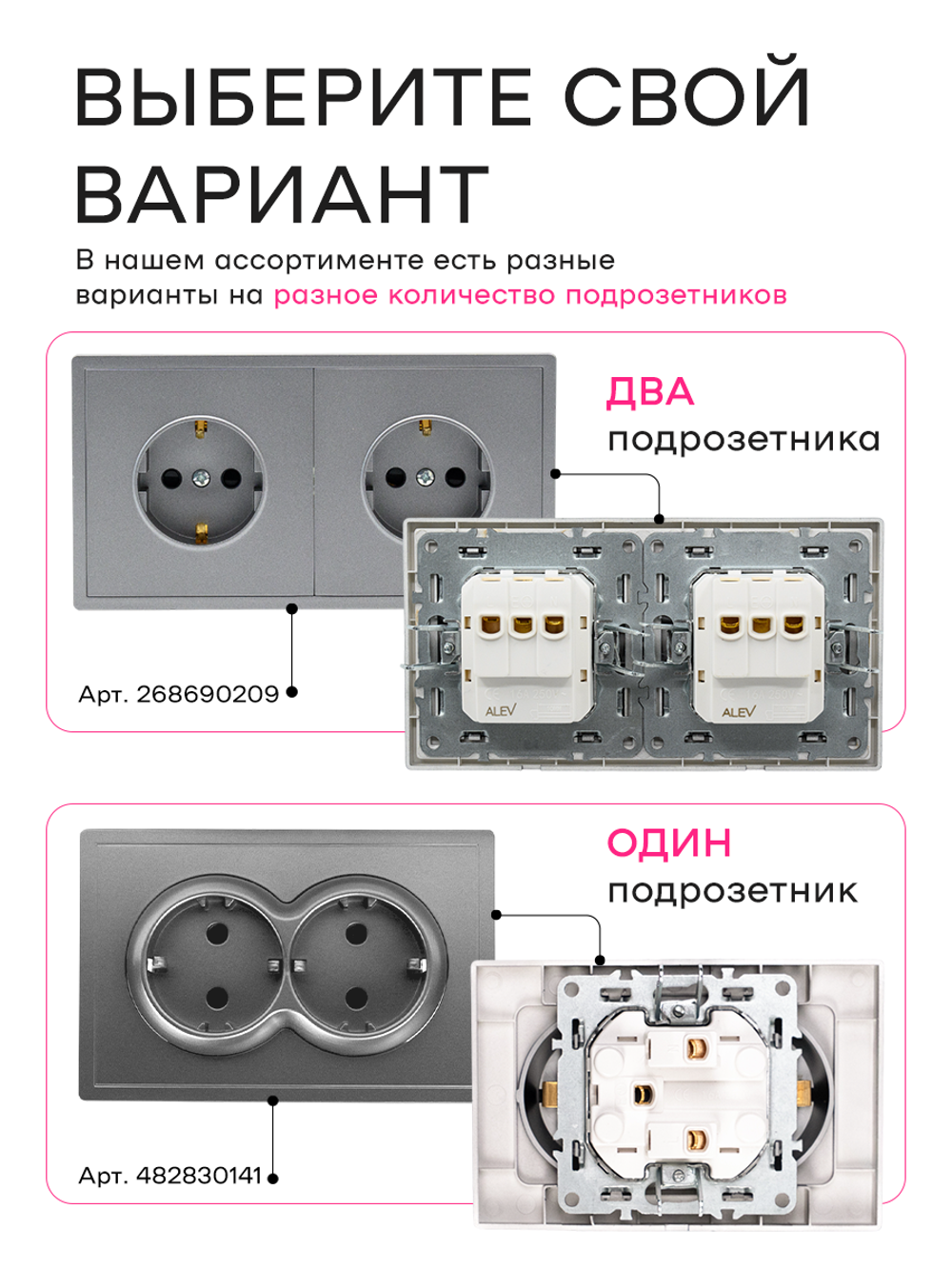 Розетка внутренняя двойная с заземлением серая комплект