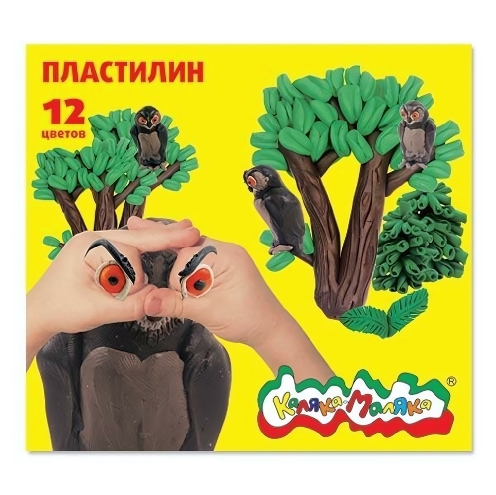 Пластилин классический "Сова" 12 цветов, 180 гр, со стеком (Каляка-Маляка)