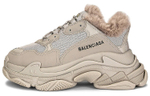 Balenciaga Triple S Fake Fur Beige Women"s