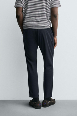 ZARA БРЮКИ SLIM FIT COMFORT, МОРСКОЙ СИНИЙ