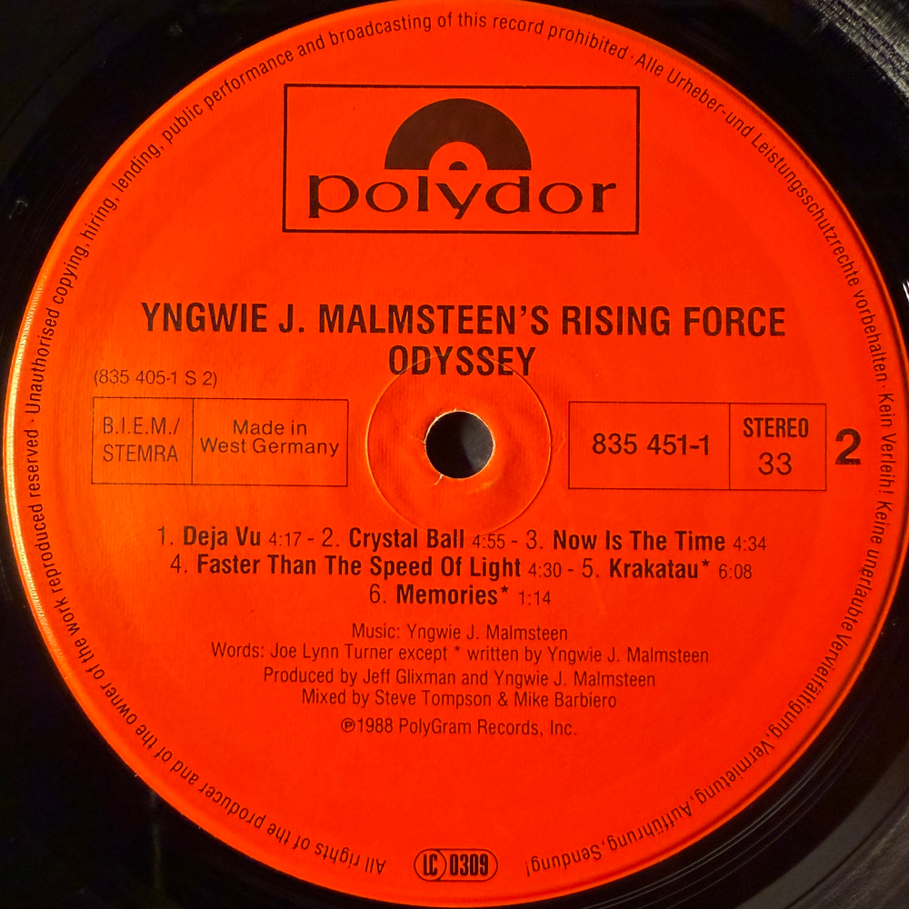 Yngwie J. Malmsteen's Rising Force ‎– Odyssey (Германия 1988г.)