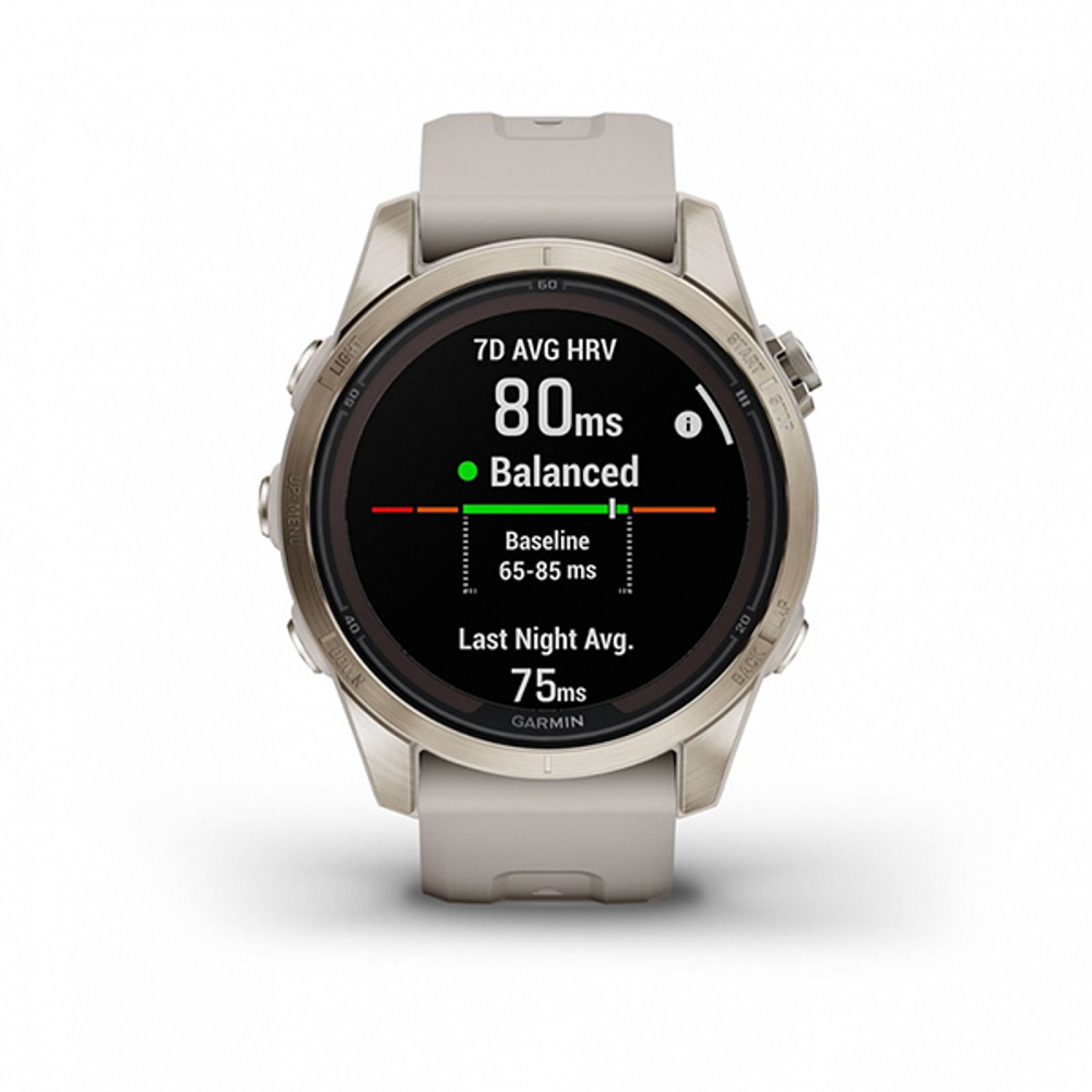 Умные часы Garmin FENIX 7S PRO Sapphire Solar 42 мм золотистый корпус со светло-песочным ремешком