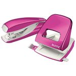 Дырокол металлический LEITZ "New NeXXT WOW", до 30 листов, розовый металлик, блистер, 50082023