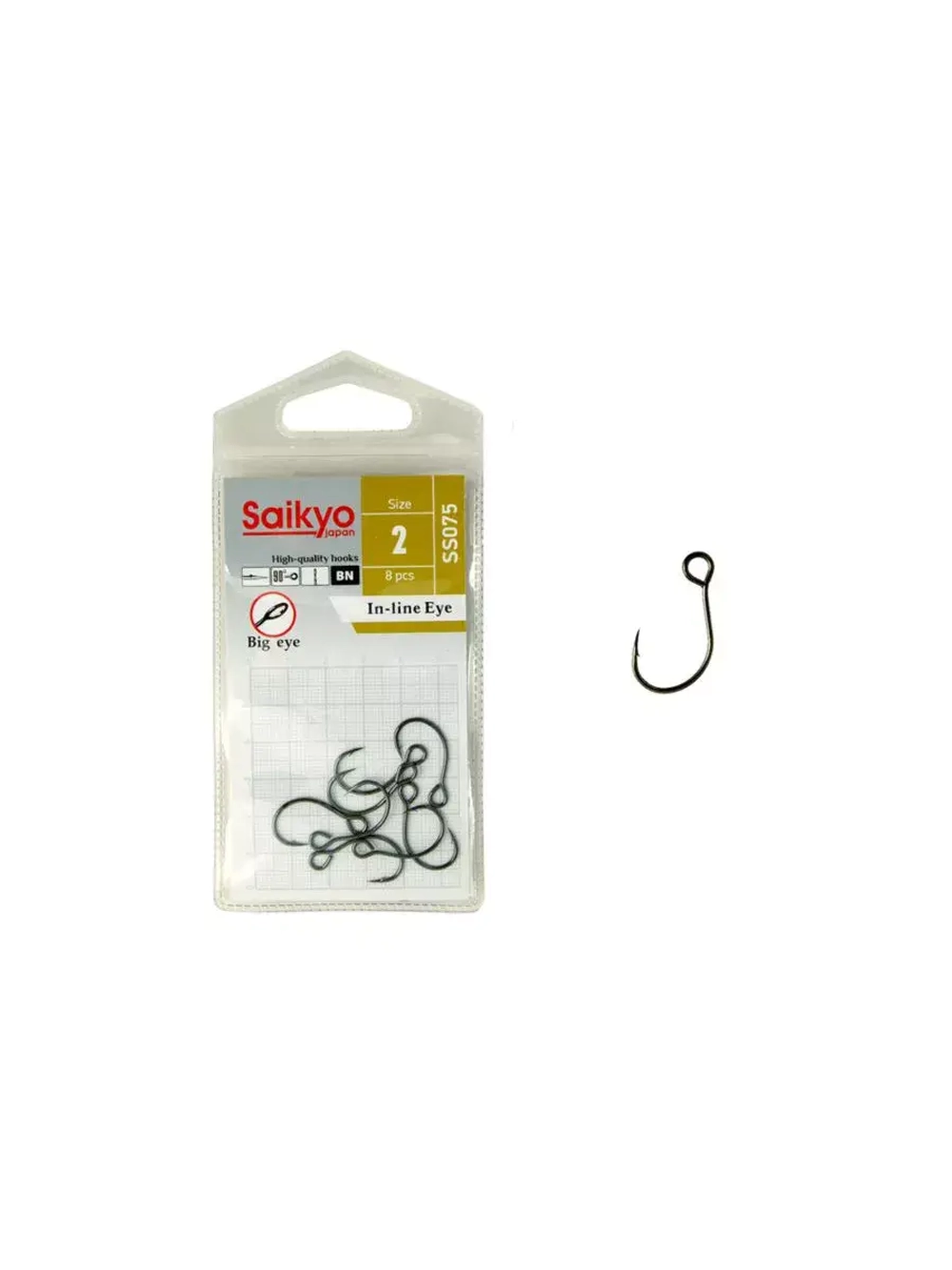 Крючки Saikyo SS075-BN IN-LINE EYE