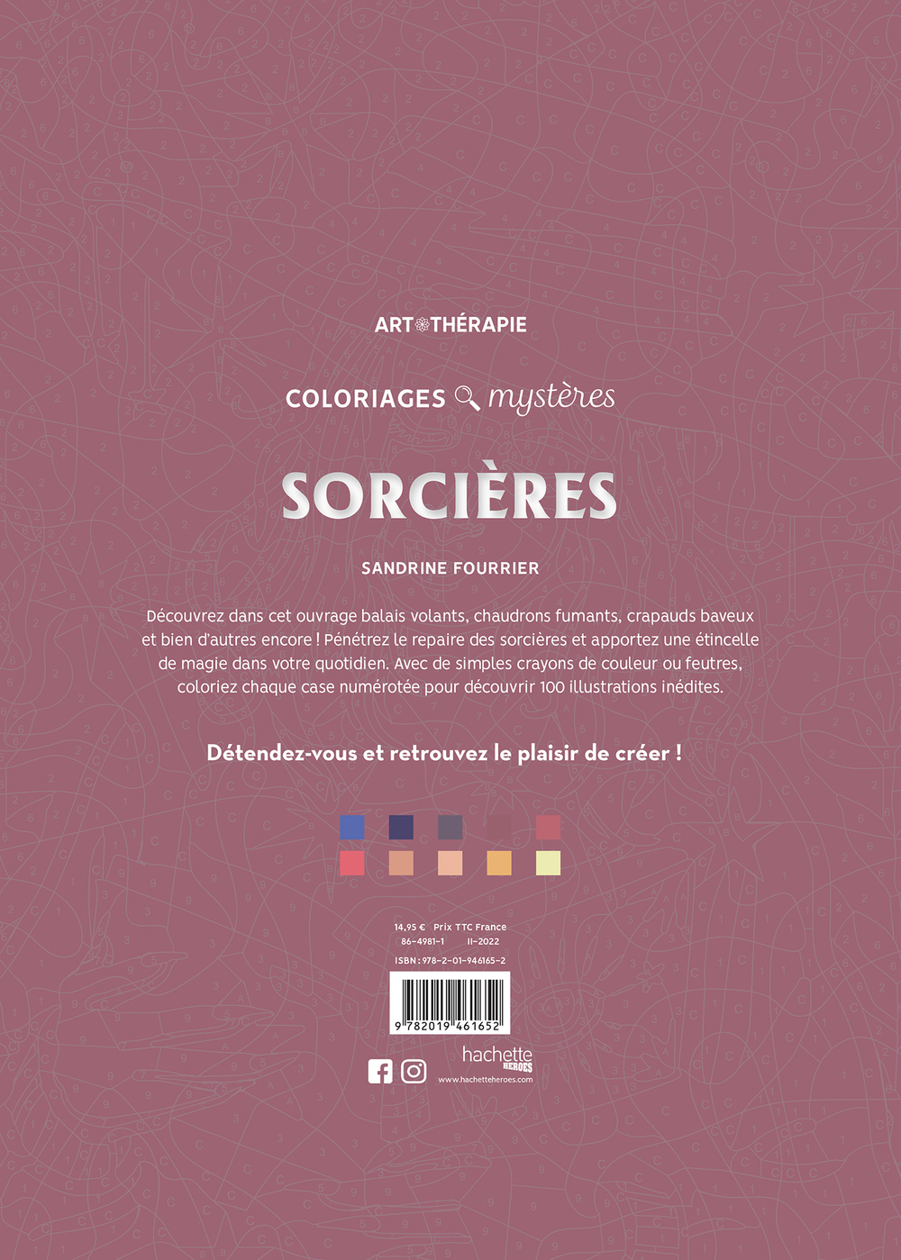 Hachette/ раскраска по номерам/ Coloriages mystères - Sorcières