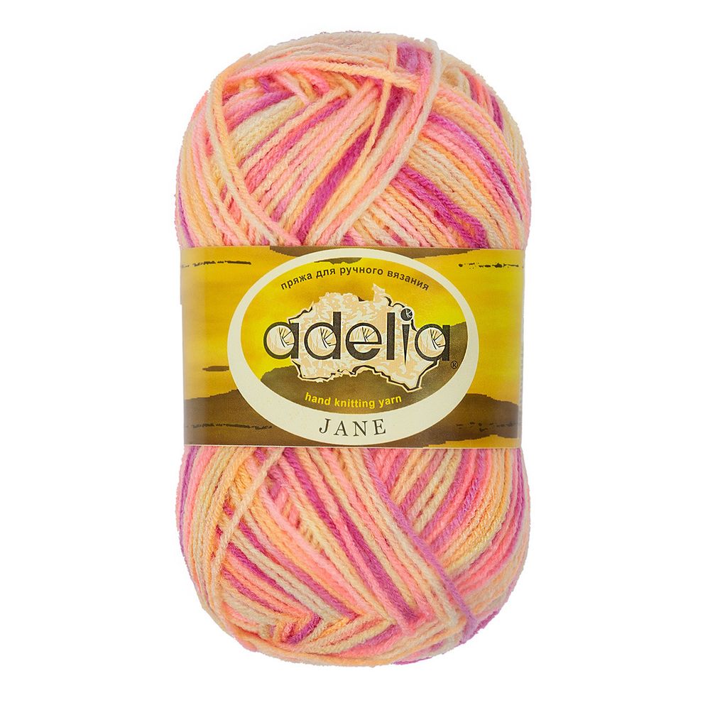 Пряжа Adelia Jane / уп.10 мот. по 50г, 227м, 21 сиреневый-св.желтый-розовый-св.оранжевый Пряжа Adelia Jane / уп.10 мот. по 50г, 227м, 21 сиреневый-св.желтый-розовый-св.оранжевый
