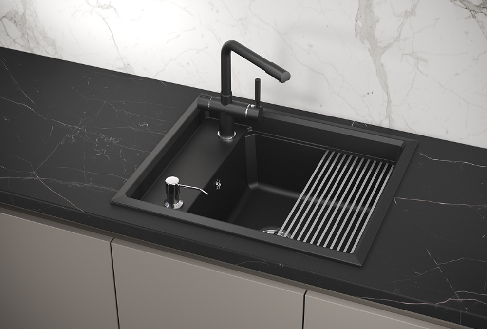 Кухонная мойка GRANULA Kitchen Space (6004, ШВАРЦ)