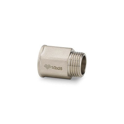 Удлинитель шестигранный Varmega ВР/НР - 1/2", длина 15 мм (никелированная латунь)