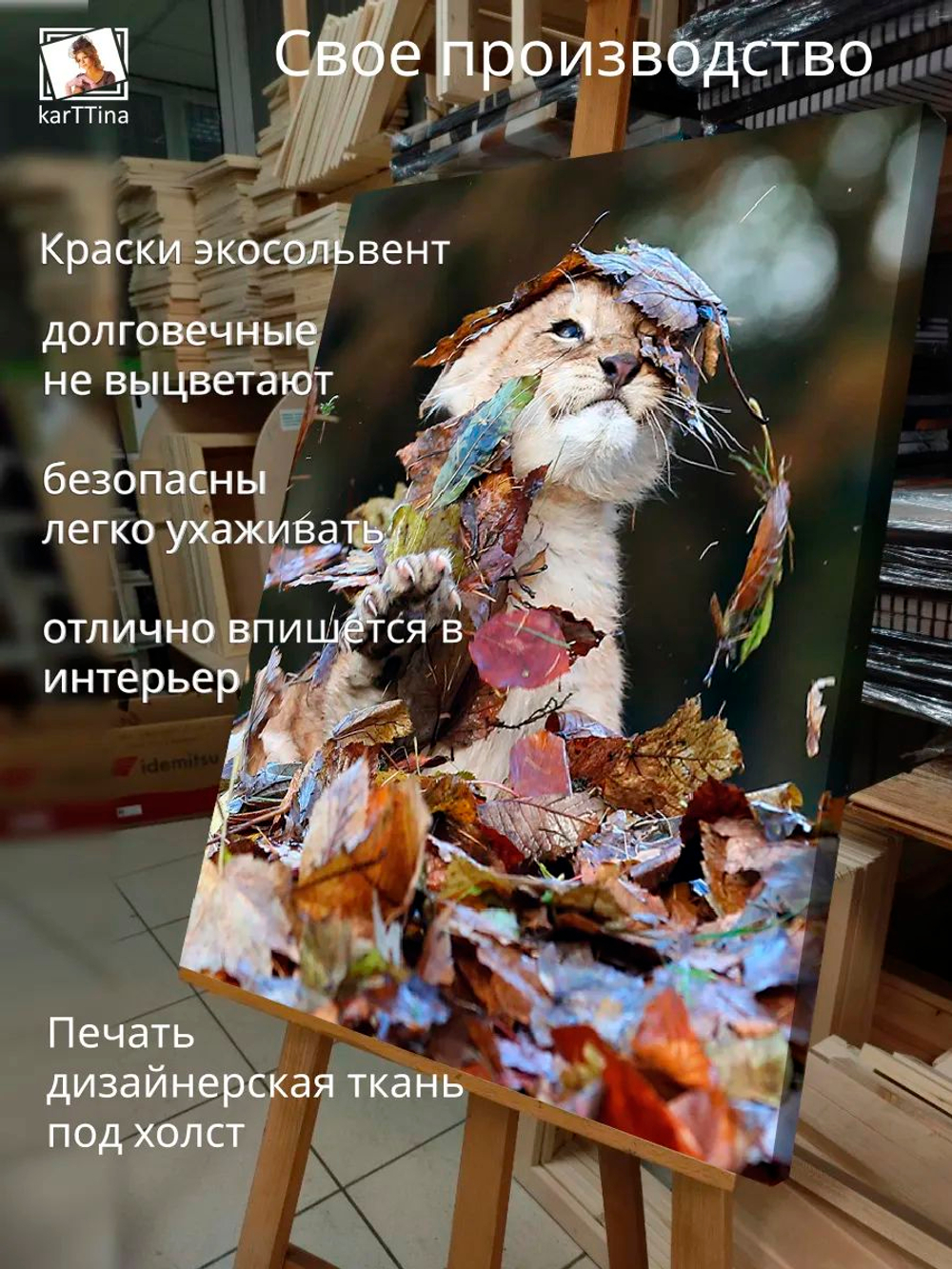 Картина "Львенок на прогулке", интерьерная 50х70см 1шт.
