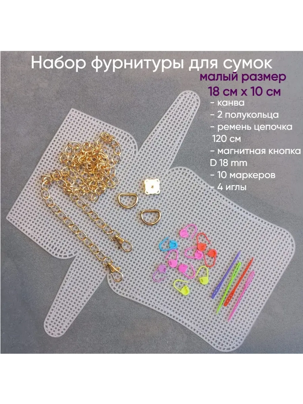 Набор для сумок пластиковая канва и фурнитура
