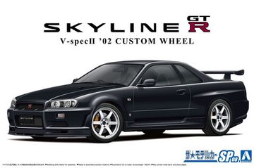 Сборная модель 1/24 Aoshima Nissan Skyline BNR34 GT-R V Spec II '02 Custom Wheel